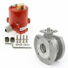 DN15 PN40 Vanne à Bille 2 Voies à Brides, 1 Pièce, en Acier Inoxydable avec Actionneur Électrique 100-240 V AC