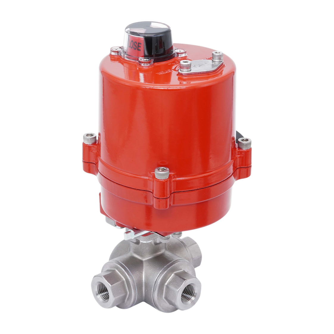 Rp 3/8'' Vanne à Bille 3 Voies T-Port en Acier Inoxydable avec Actionneur Électrique 100-240 V AC