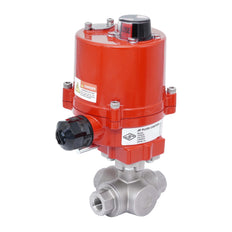 Rp 3/8'' Vanne à Bille 3 Voies T-Port en Acier Inoxydable avec Actionneur Électrique 100-240 V AC