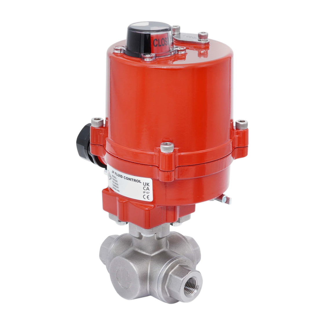 Rp 1/4'' Vanne à Bille 3 Voies T-Port en Acier Inoxydable avec Actionneur Électrique 100-240 V AC
