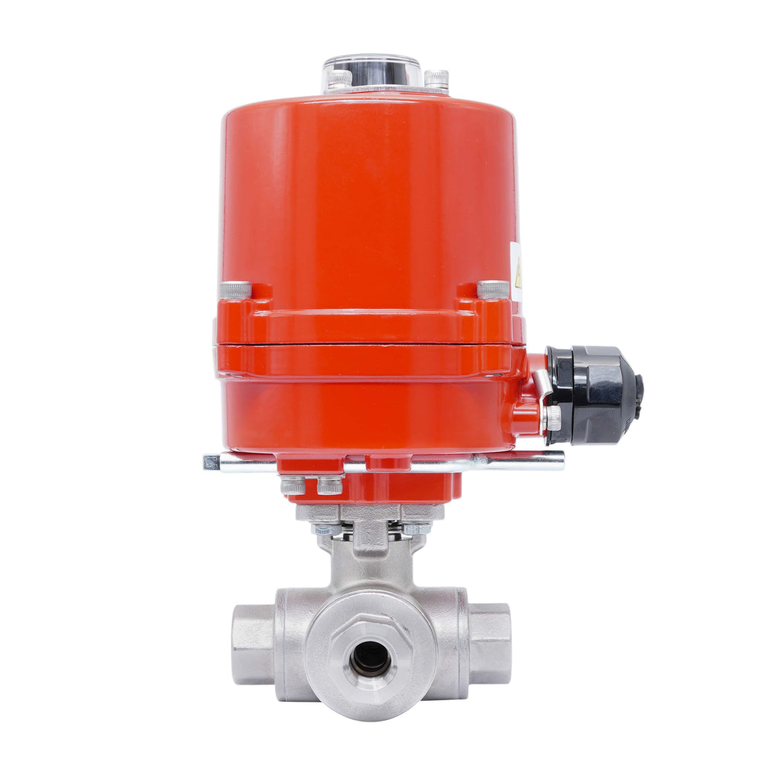 Rp 1/4'' Vanne à Bille 3 Voies T-Port en Acier Inoxydable avec Actionneur Électrique 100-240 V AC