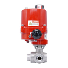 Rp 1/4'' Vanne à Bille 3 Voies T-Port en Acier Inoxydable avec Actionneur Électrique 100-240 V AC
