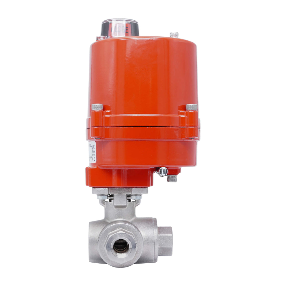 Rp 1/4'' Vanne à Bille 3 Voies T-Port en Acier Inoxydable avec Actionneur Électrique 24 V AC/DC