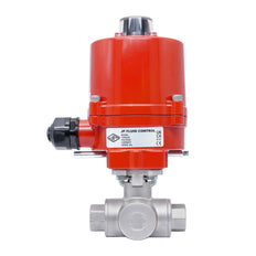 Rp 1/4'' Vanne à Bille 3 Voies T-Port en Acier Inoxydable avec Actionneur Électrique 100-240 V AC