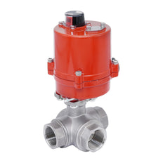 Rp 1'' Vanne à Bille 3 Voies T-Port en Acier Inoxydable avec Actionneur Électrique 24 V AC/DC