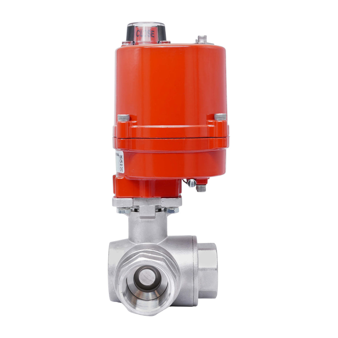 Rp 1'' Vanne à Bille 3 Voies T-Port en Acier Inoxydable avec Actionneur Électrique 100-240 V AC