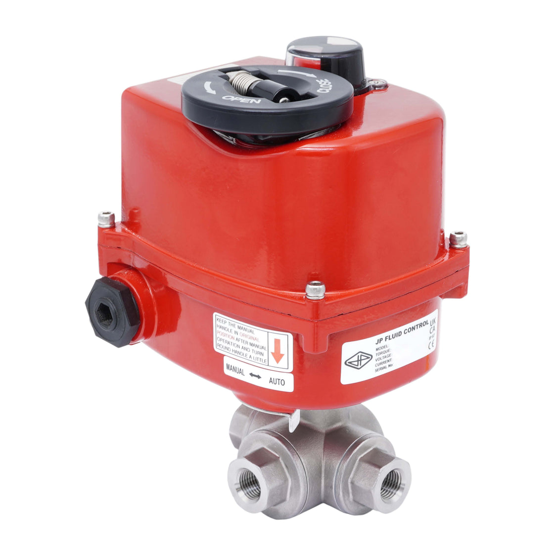Rp 3/4'' Vanne à Bille 3 Voies L-Port en Acier Inoxydable avec Actionneur Électrique Modulant 24 V AC/DC