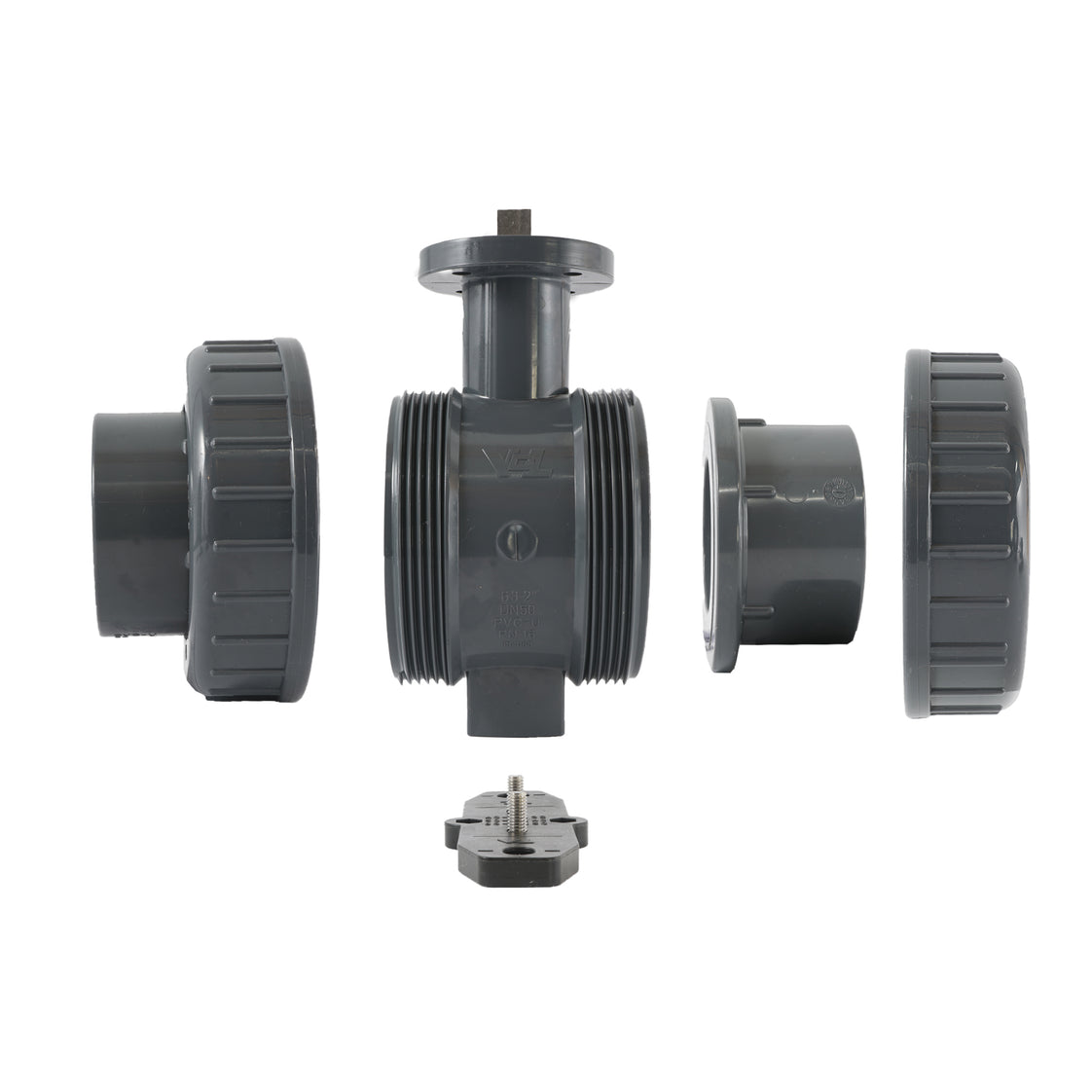 63mm Vanne À Boule PVC 2 Voies ISO-Top Socket - 614 - VDL