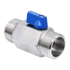 G 1/2'' M/M Vanne À Bille Mini 2 Voies Acier Inoxydable 69 Bar PTFE - TamesonPRO 1113-012-M