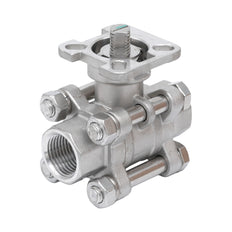 Rp 1/4'' Vanne à bille 2 voies 3 pièces en acier inoxydable 69 bar RTFE ISO-Top F03/F04 - TamesonPRO 1121-014