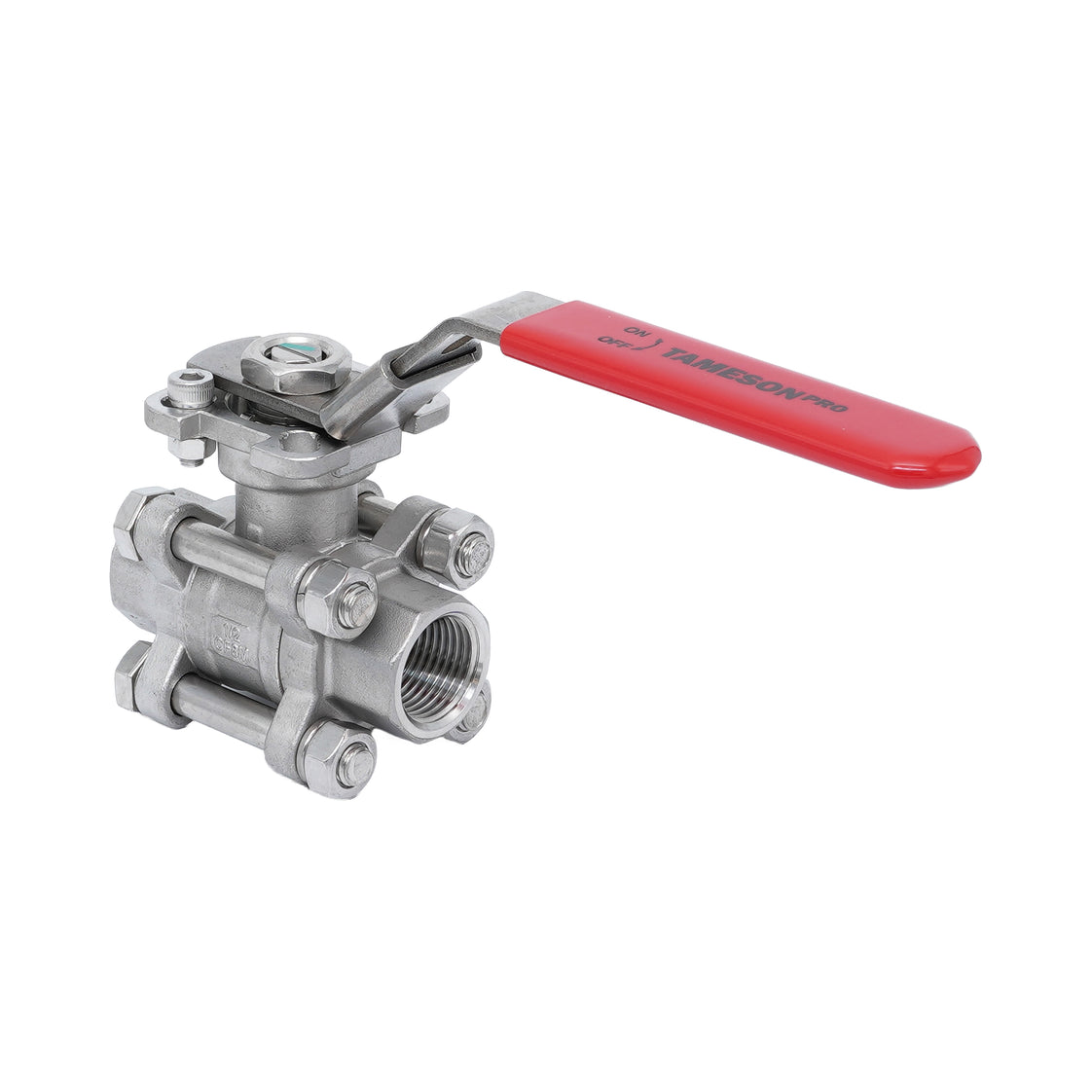Rp 1/4'' Vanne à bille 2 voies 3 pièces en acier inoxydable 69 bar RTFE ISO-Top F03/F04 - TamesonPRO 1121-014