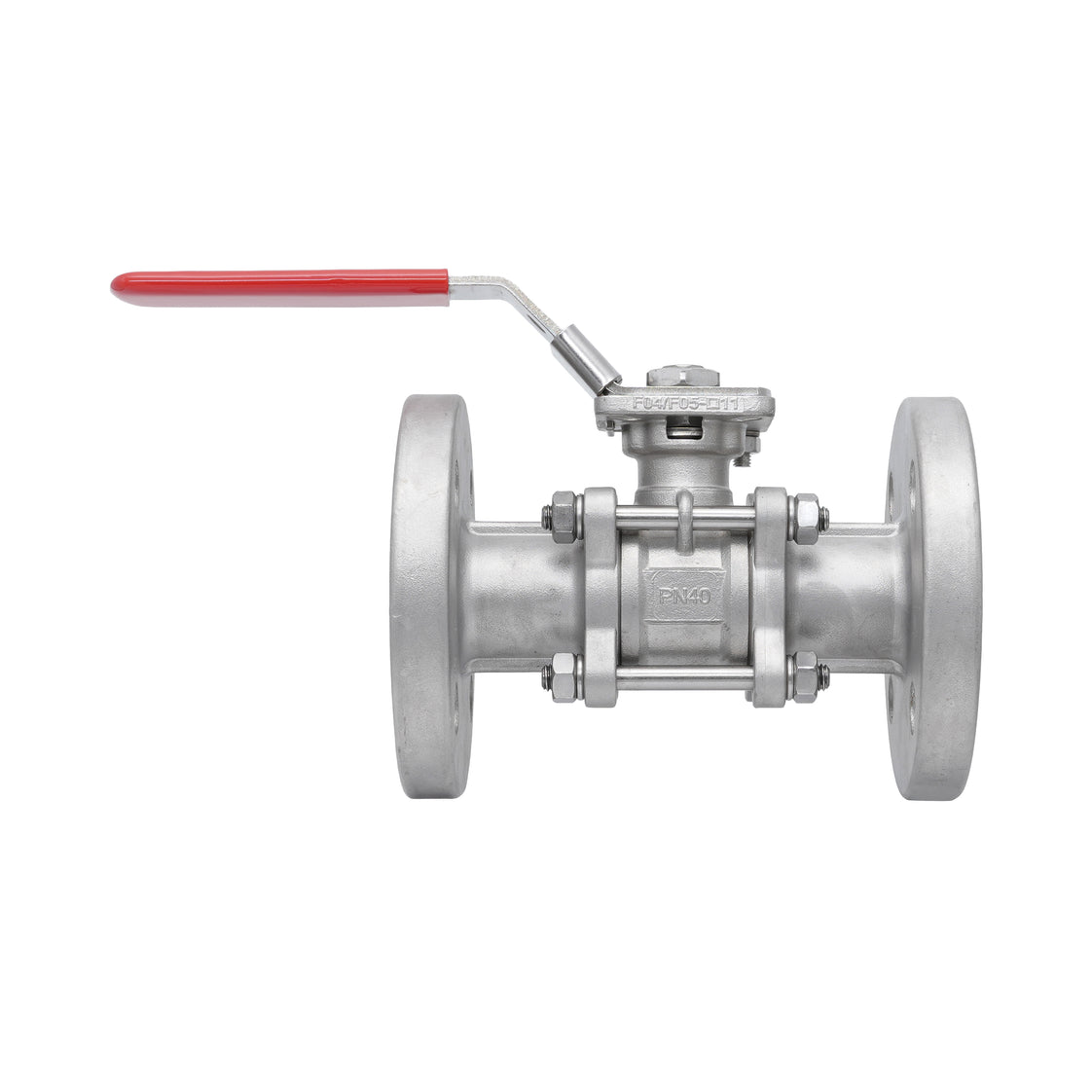 DN20 PN40 Vanne À Bille Flanquée En Acier Inoxydable À 3 Pièces 2 Voies PTFE ISO-Top F03/F04 - TamesonPRO 1124-020