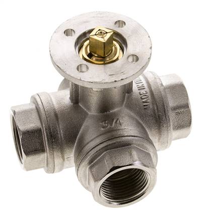 Robinet à boisseau spherique 3 voies en T G3/4'' en laiton ISO-Top 40bar - BL3BAT