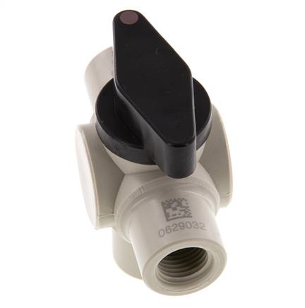 Vanne à bille 3 voies PP G 1/4'' FKM Vide
