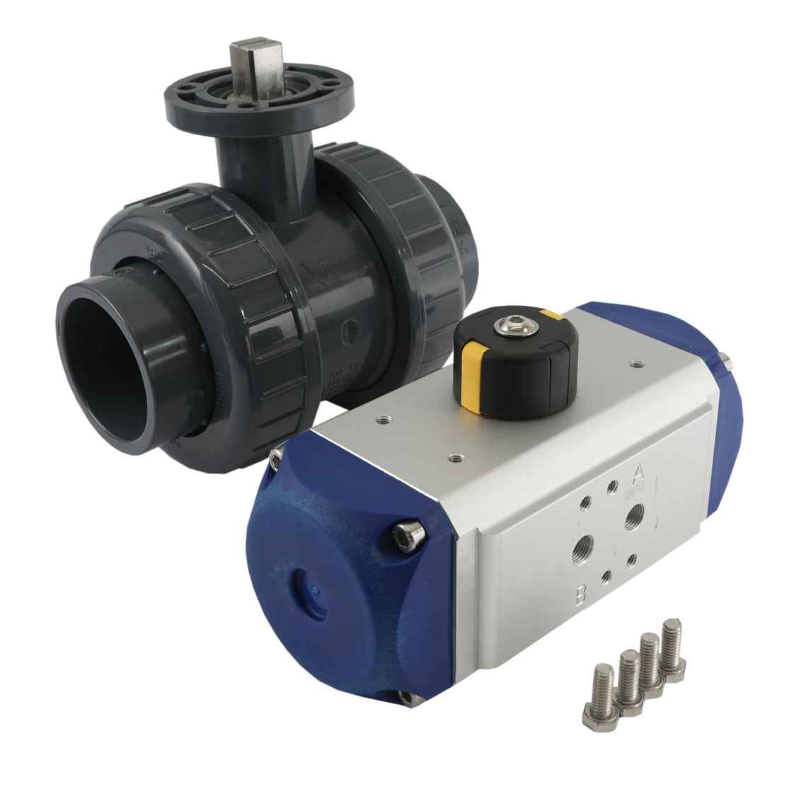 Robinet à boisseau sphérique pneumatique à 2 voies 50mm en PVC fermé par ressort - VDL
