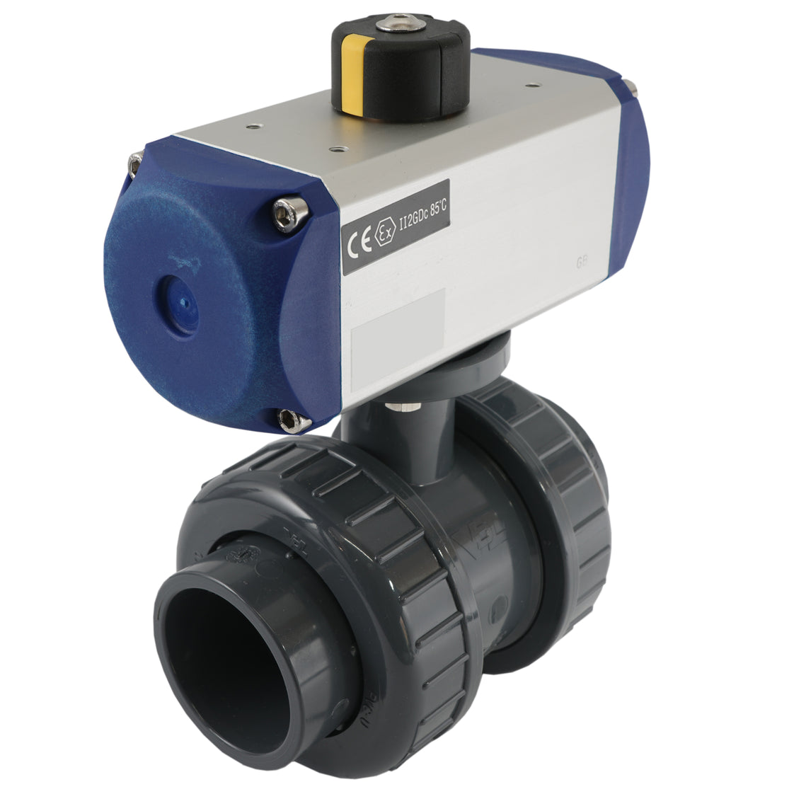 Robinet à boisseau sphérique pneumatique à double effet en PVC de 50 mm à 2 voies - VDL