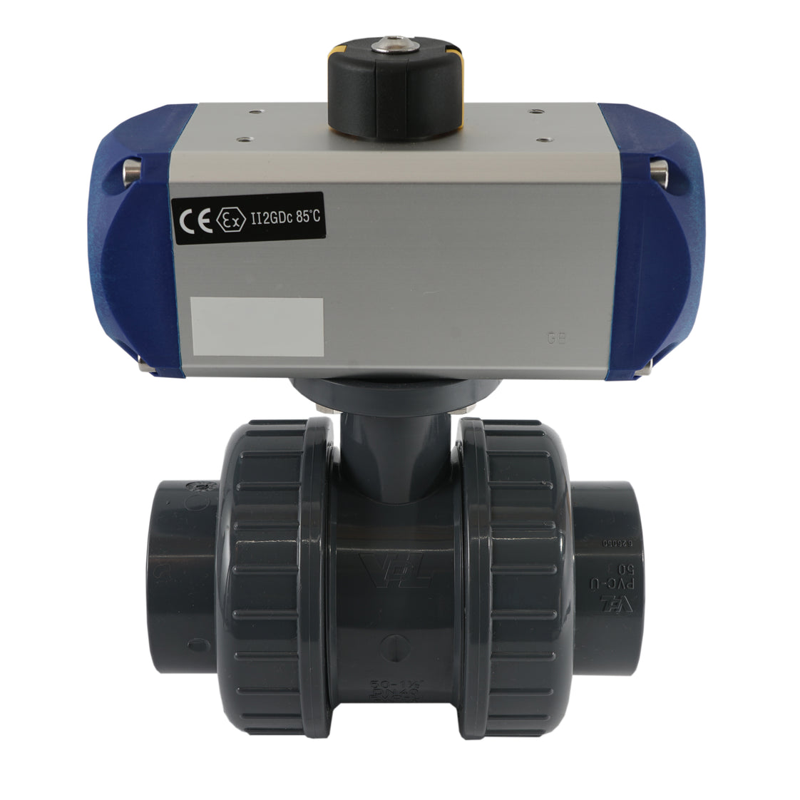 Robinet à boisseau sphérique pneumatique à 2 voies 50mm en PVC fermé par ressort - VDL