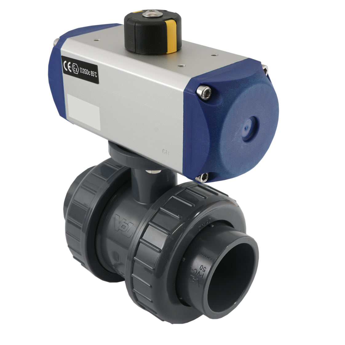 Robinet à boisseau sphérique pneumatique à 2 voies 50mm en PVC fermé par ressort - VDL