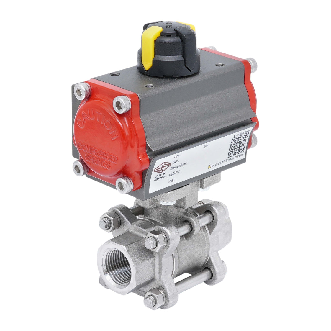Vanne À Bille Pneumatique G1'' Acier Inoxydable Ouverture Par Ressort