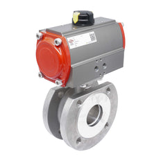 DN15 PN40 Vanne à Bille 2 Voies à Brides, 1 Pièce, en Acier Inoxydable avec Actionneur Pneumatique Double Effet