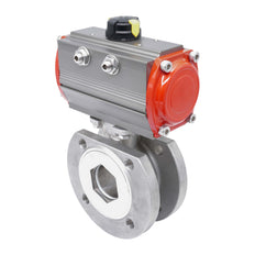 DN15 PN40 Vanne à Bille 2 Voies à Brides, 1 Pièce, en Acier Inoxydable avec Actionneur Pneumatique Double Effet