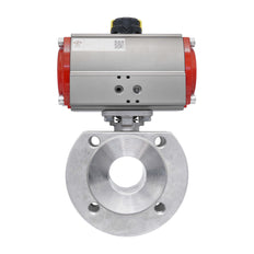 DN15 PN40 Vanne à Bille 2 Voies à Brides, 1 Pièce, en Acier Inoxydable avec Actionneur Pneumatique Double Effet