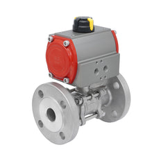 DN25 PN40 Vanne à Bille 2 Voies à Brides, 3 Pièces, en Acier Inoxydable avec Actionneur Pneumatique Double Effet