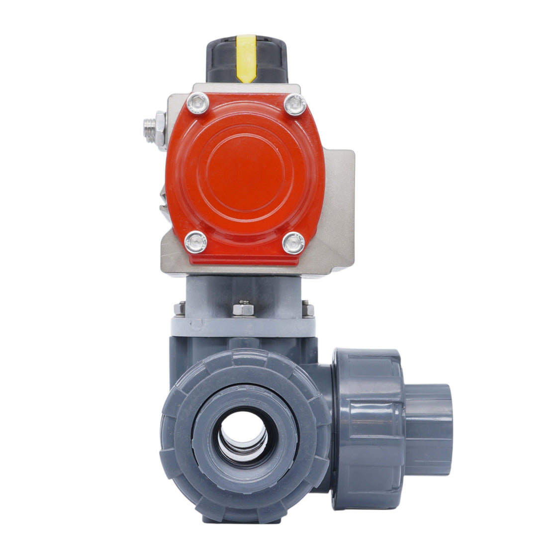 G1/2'' Vanne A Bille pneumatique PVC 3 Voies Perçage En T a fermeture par ressort