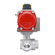 Vanne À Bille Pneumatique 3 Voies G3/8'' Perçage En L Acier Inoxydable Ouverture Par Ressort