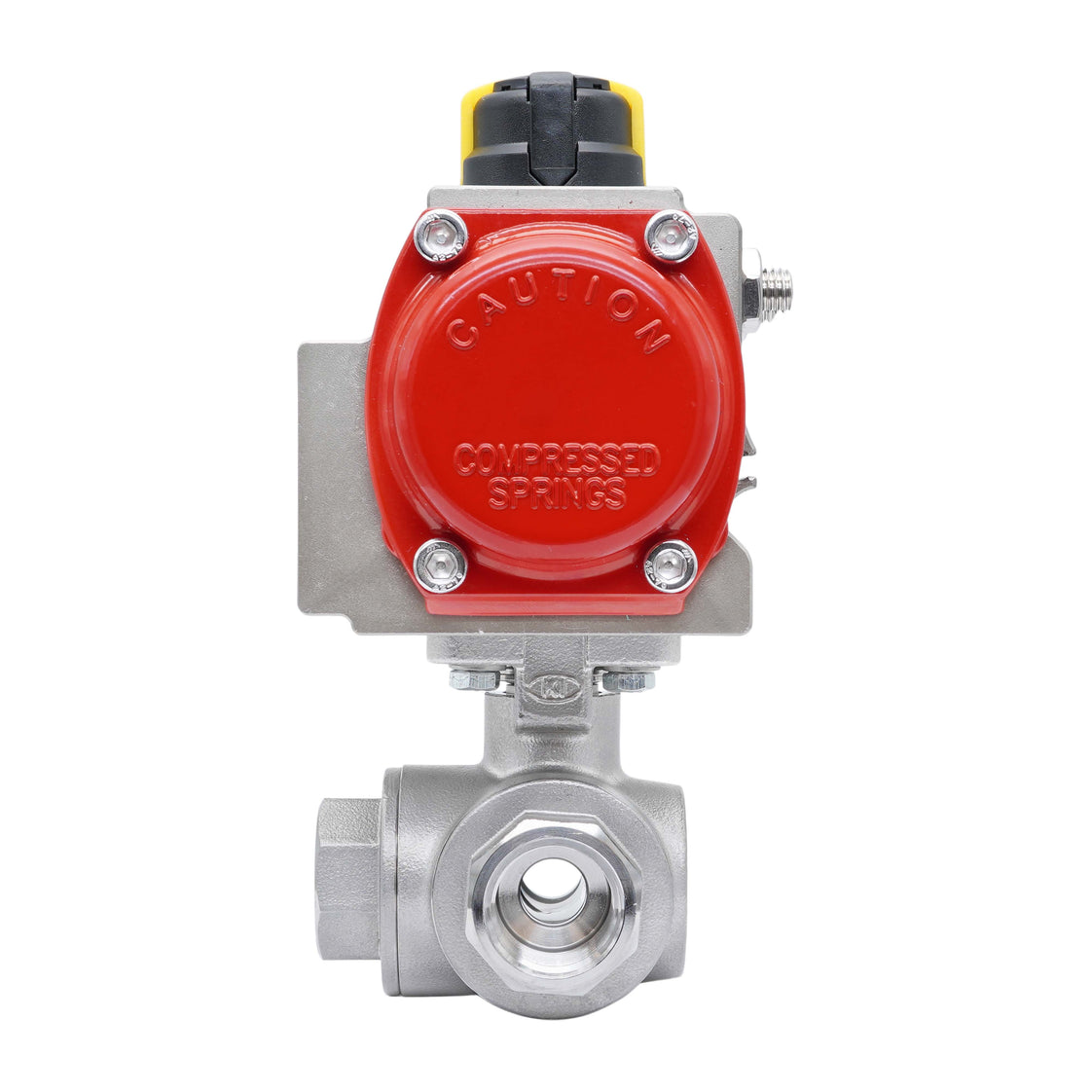 Vanne À Bille Pneumatique 3 Voies G1/2'' Perçage En L Acier Inoxydable Double Effet