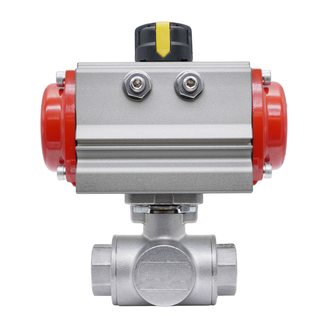 Vanne À Bille Pneumatique 3 Voies G3/8'' Perçage En L Acier Inoxydable Ouverture Par Ressort