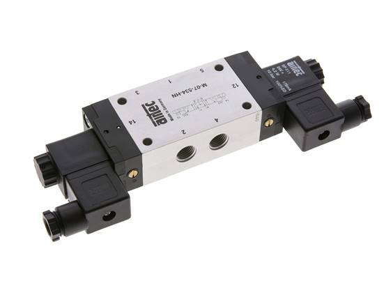 electrovanne de centre de pression 5/3 G1/4'' 12V DC 3-8bar/42-112psi Airtec