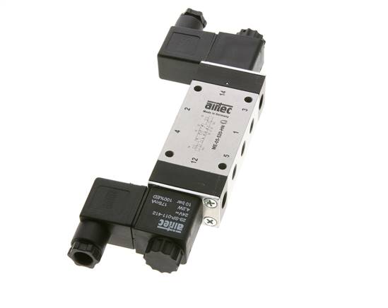 electrovanne bistable 5/2 G1/8'' pilote externe 12V DC 0-10bar/0-140psi Airtec