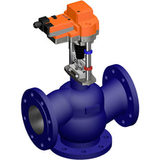 Belimo Vanne à Globe 3 Voies DN100 Bride Course de 30mm Kvs145 24VAC/DC 35s 2-10V 2500N IP54 H7100R/EVC24A-MF