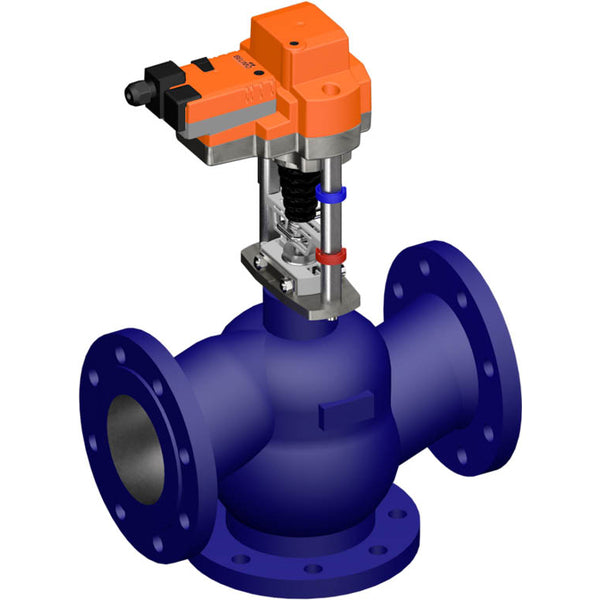 Belimo Vanne à Globe 3 Voies DN100 Bride Course de 30mm Kvs145 24VAC/DC 150s 2/3-points 2500N IP54 H7100R/EV24A-TPC
