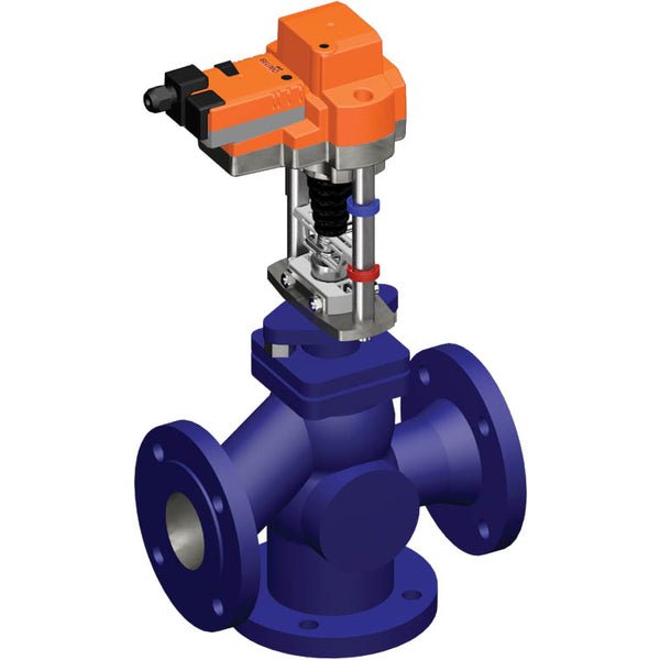 Belimo Vanne à Globe 3 Voies DN125 Bride 40mm Course Kvs220 24VAC/DC 150s 2-10V 4500N IP54 H7125S/RV24A-SR