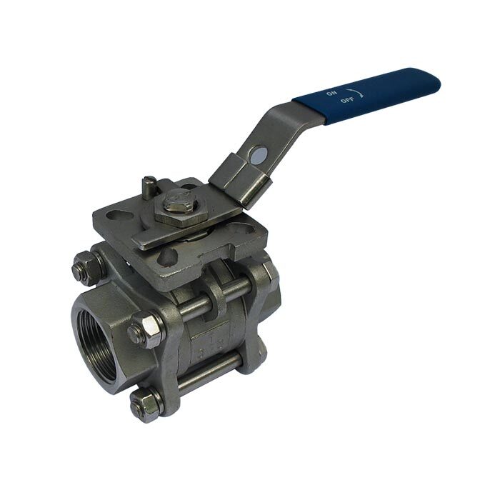 665 - G4'' 2-Way Ball Valve 3-Piece Stainless Steel Full Bore ISO-Top