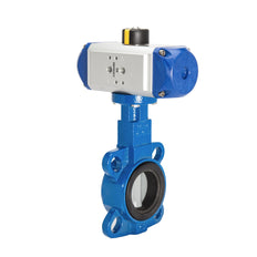 DN100 (4 inch) Wafer Pneumatic Butterfly Valve GGG40-Stainless Steel-NBR Double Acting - BFLW