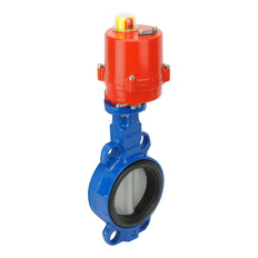 DN50 (2 inch) 120VAC Wafer Electric Butterfly Valve GGG40-Stainless Steel-FKM - BFLW