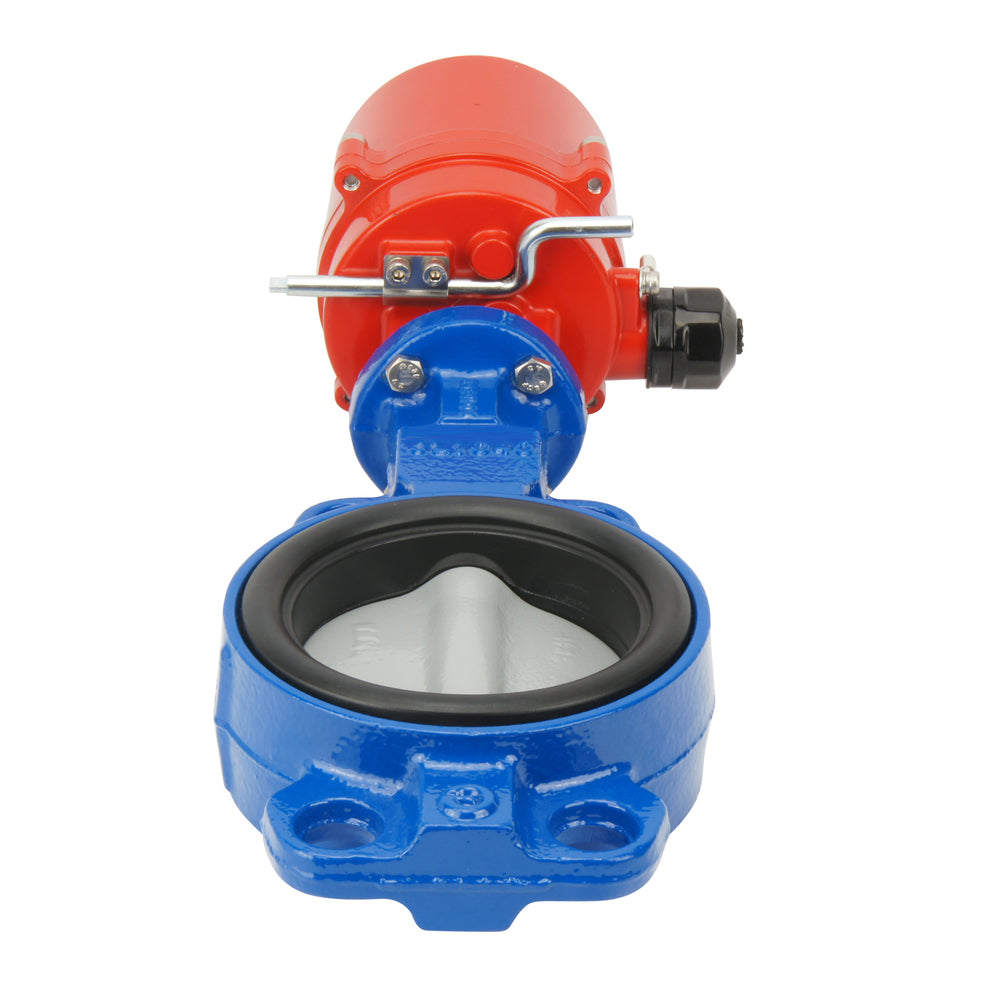 DN50 (2 inch) 12VDC Wafer Electric Butterfly Valve GG25-Stainless Steel-NBR - BFLW