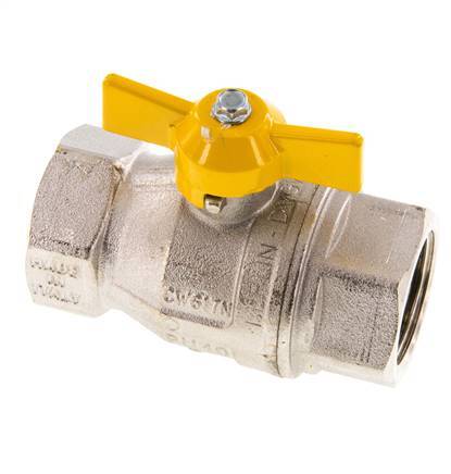 Robinet à boisseau sphérique à 2 voies pour gaz Rp 1 pouce, poignée papillon en laiton