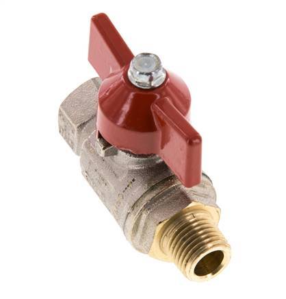 Male To Female R/Rp 1/4 inch Butterfly Handle 2-Way Brass Ball Valve
