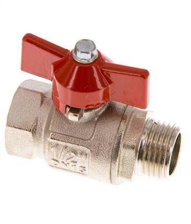 Mâle à Femelle G/G 1/2 pouce Poignée Papillon Conception Courte Vanne à Boule en Laiton à 2 Voies