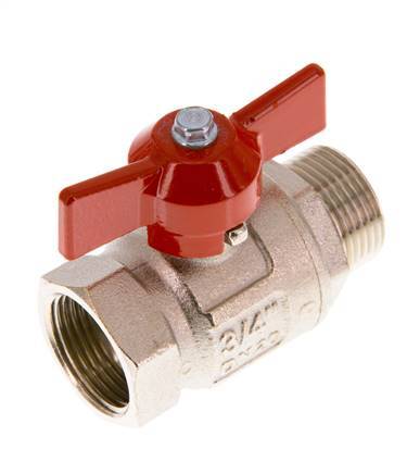 Mâle à Femelle G/G 3/4" Poignée Papillon Conception Courte Vanne à Boule en Laiton à 2 Voies