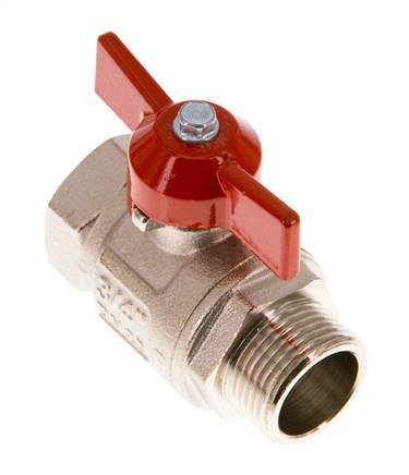 Mâle à Femelle G/G 3/4" Poignée Papillon Conception Courte Vanne à Boule en Laiton à 2 Voies