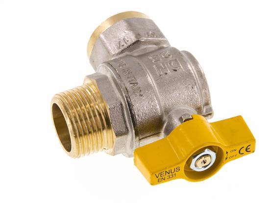 Robinet à boisseau sphérique à angle droit, 2 voies, en laiton, mâle à femelle, R/Rp, 1 pouce, pour le gaz