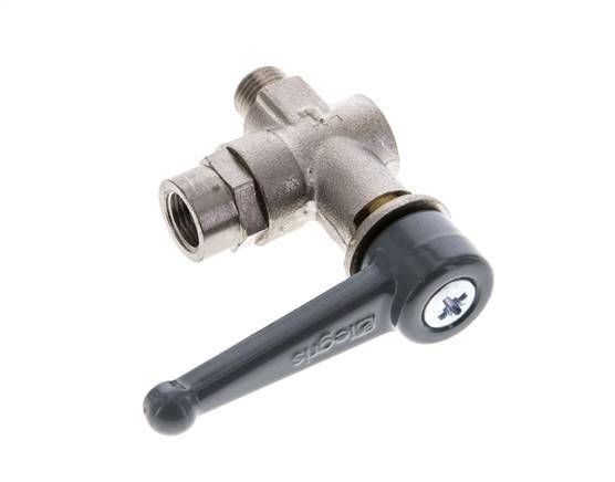 Vanne à bille en laiton à angle droit, 2 voies, mâle vers femelle G/G 1/8 pouce