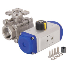 Valve à bille pneumatique G1'' 2 voies en acier inoxydable ouverte par ressort - BL2SA3