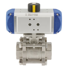 Valve à bille pneumatique G1'' 2 voies en acier inoxydable ouverte par ressort - BL2SA3
