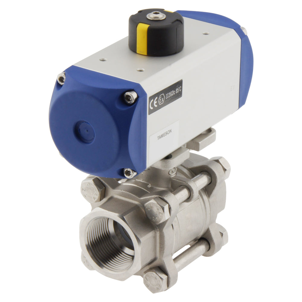 Valve à bille pneumatique G1'' 2 voies en acier inoxydable ouverte par ressort - BL2SA3